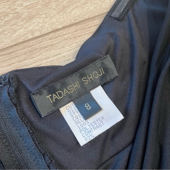 Tadashi Shoji Black Taffeta Fit and Flare Off the Shoulder Dress Size 8 - Picture 6 of 10